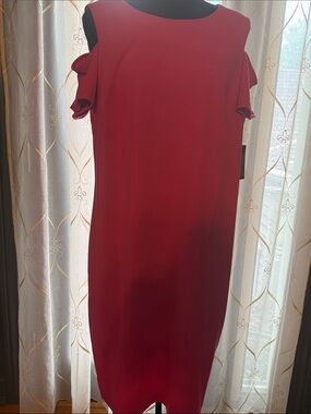 Tommy Hilfiger Pink Midi Cold-Shoulder Dress